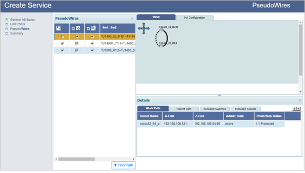 Create Service- Step 3 (PseudoWires- Auto Path selection)