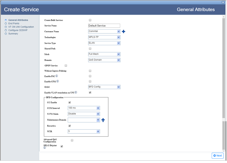 Create Full Mesh Service- Step 1 (General Attributes)