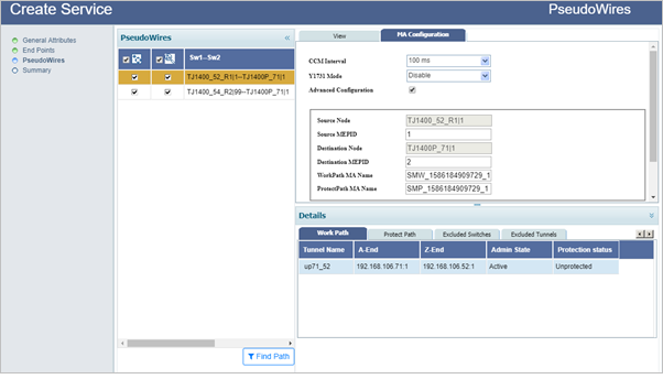 Create ELAN services with Hub and Spoke- Step 3 (PseudoWires)