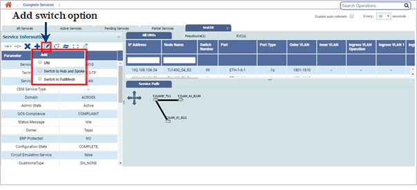 Add switch option and in Hub & Spokes Service