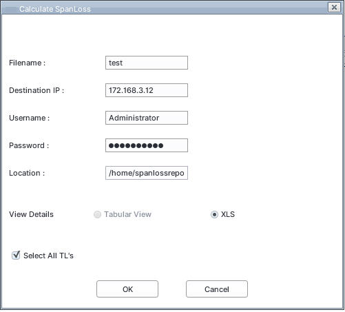 Span Loss Report in XLS Format