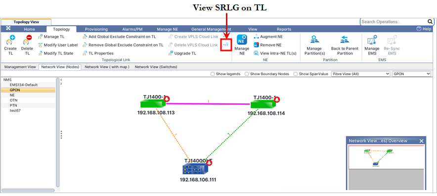 View SRLG ID on TLs from Topology View