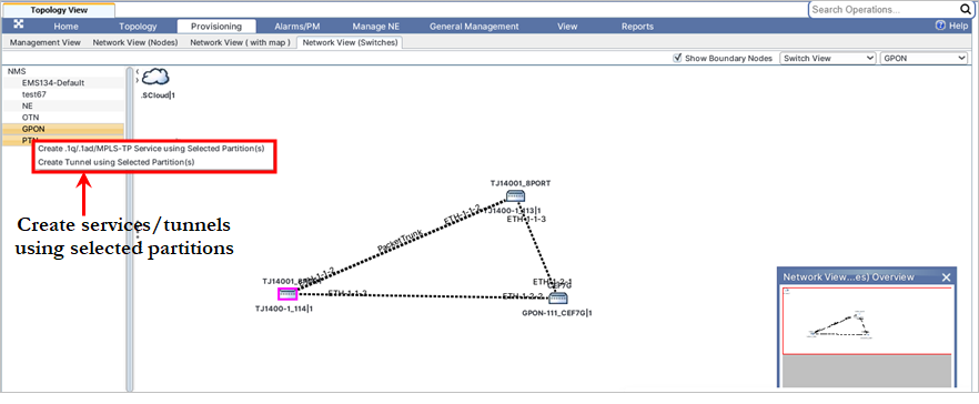 Create services using selected partition(s)