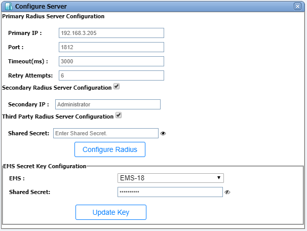 EMS Secret key configuration