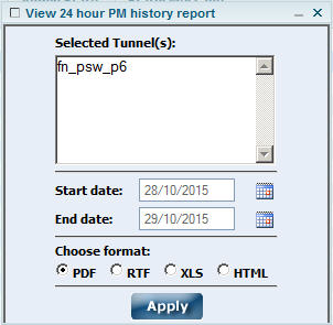 View 24Hr PM history report (tunnel)