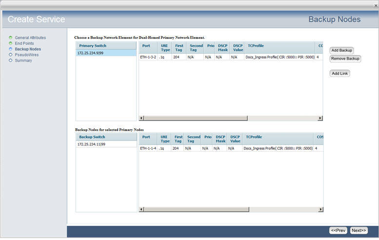 Create Dual Homed Service- Step 3 (Backup switch and Uni added)