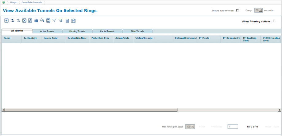 View Available Tunnels On Selected Rings page