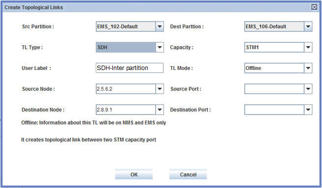 Create Topological Links window