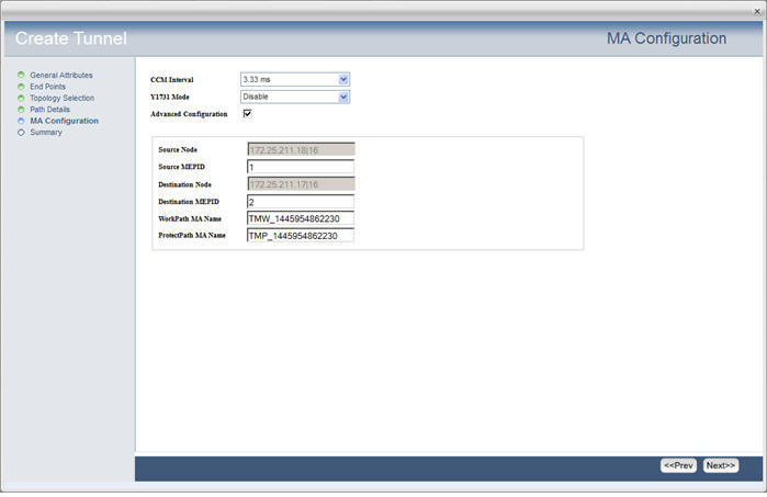 Create Tunnel- Step 5 (MA Configuration window)