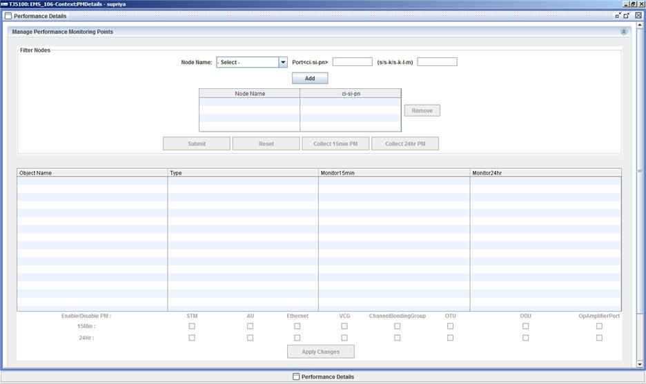 Performance Details window