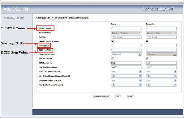 Configure CESIWF in Bulk for Source and Destination