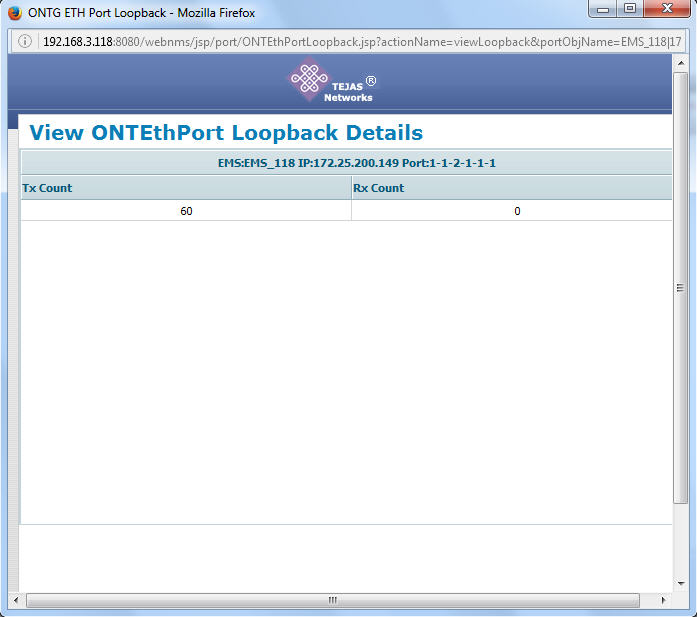 ONT Ethernet port loopback details