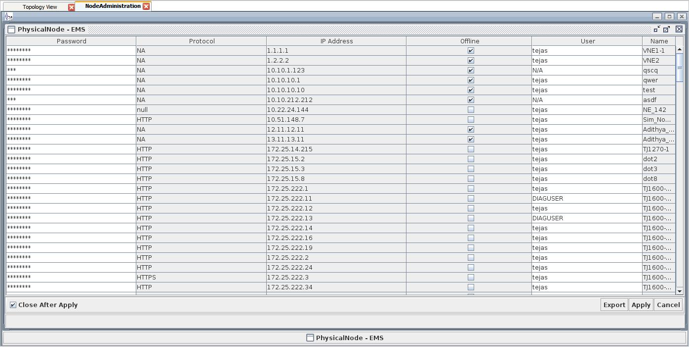 Node Administration View of EMS