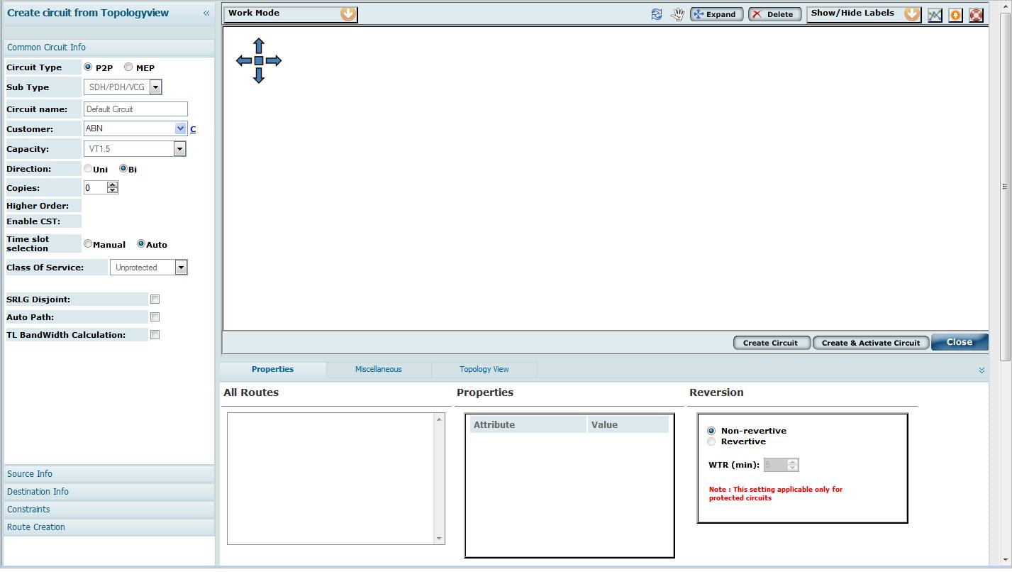 Create Circuit from Topology View window