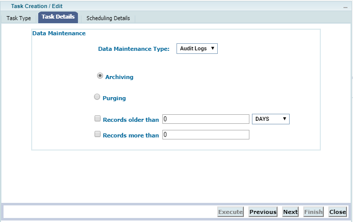 Task Details- Data Maintenance