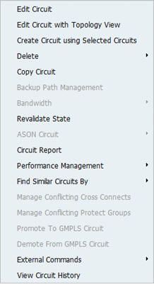 Right-click options on Circuit