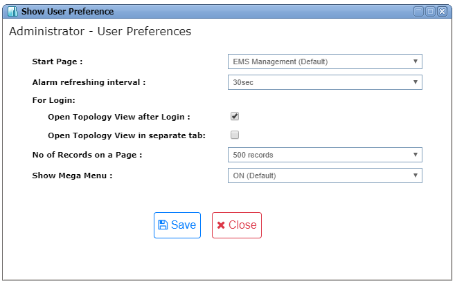 Show user preference