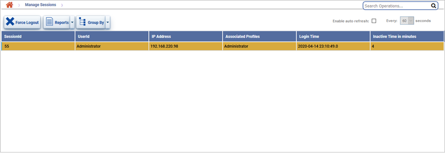 Manage Sessions as an Administrator