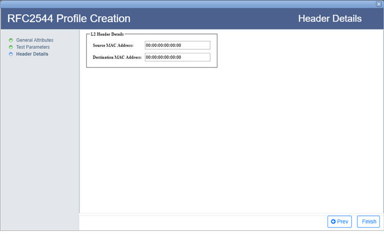 RFC2544 Profile Creation- Step 3 (Header Details)