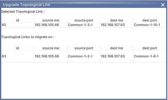 Upgrade Topological Link window