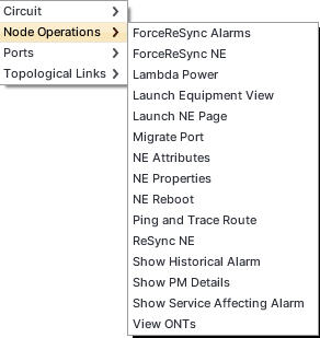 Right click options on Node - Node Operations