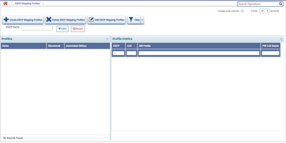 DSCP to CoSQ Mapping Profiles page