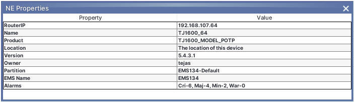 Node Properties window