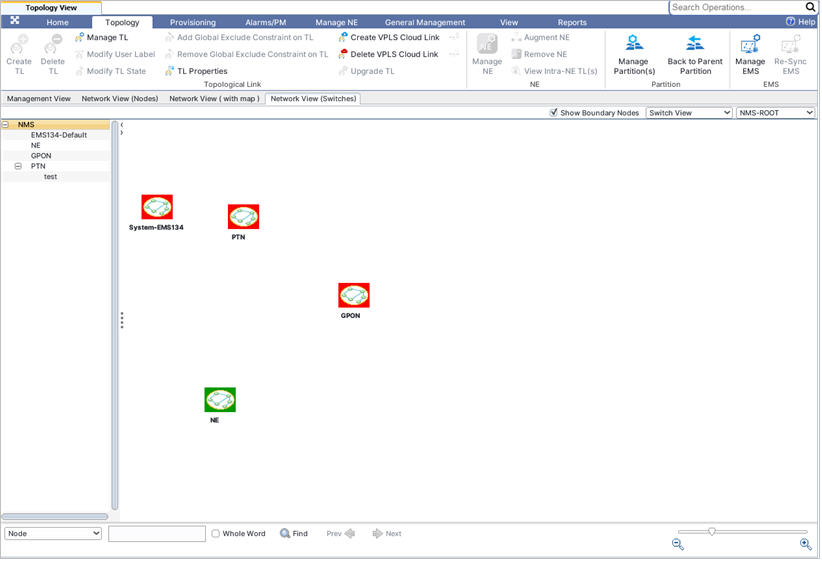 Network View (Switches) tab