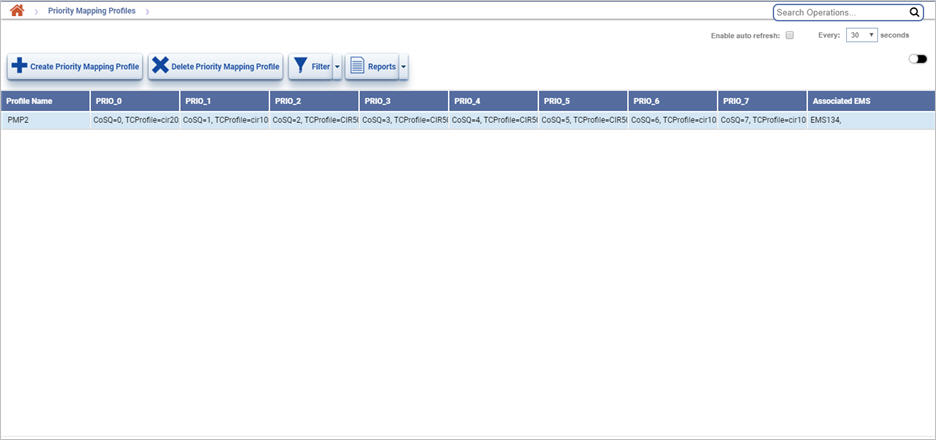 Priority Mapping Profiles page