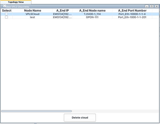 View VPLS Cloud Links window
