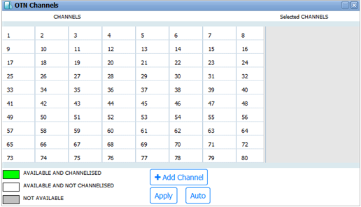 OTN Channels window- OTU4 Port