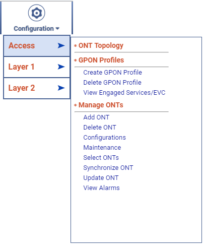 Access menu options