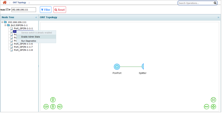 Enabling Admin Status in ONT Topology page