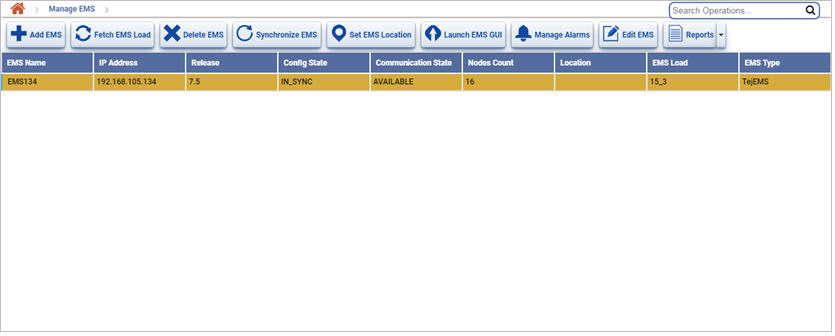 Manage EMS page