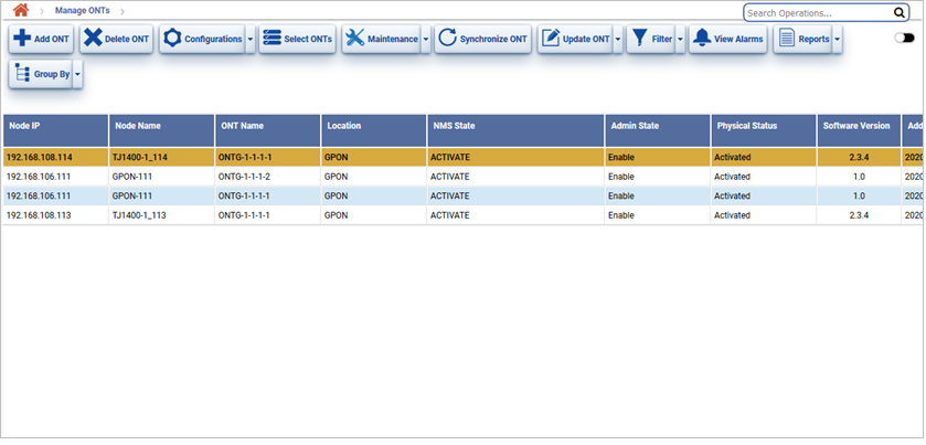 Manage ONTs