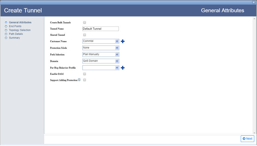 Create Tunnel- Step 1 (General Attributes)