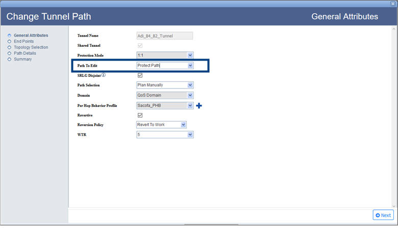 Change Tunnel Path (General Attributes)