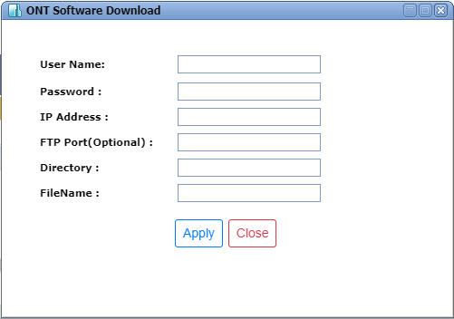 ONT Software Download window