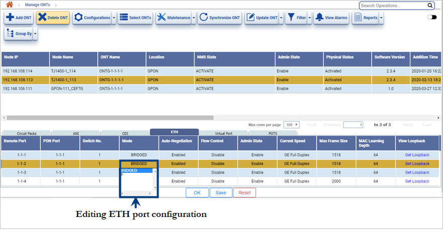 Edit ONT Ethernet Ports Configuration