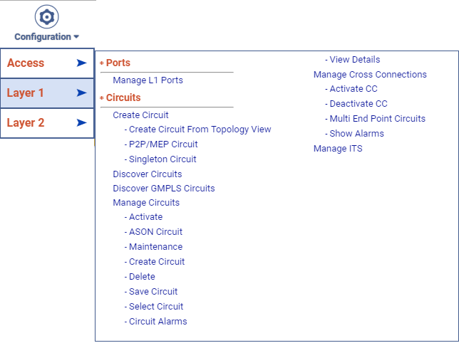 Layer 1 menu