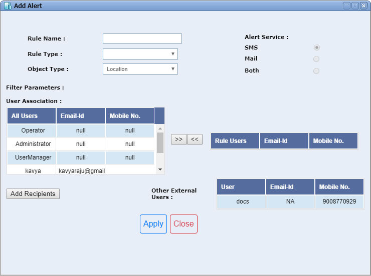 New User Added in Alert Rule