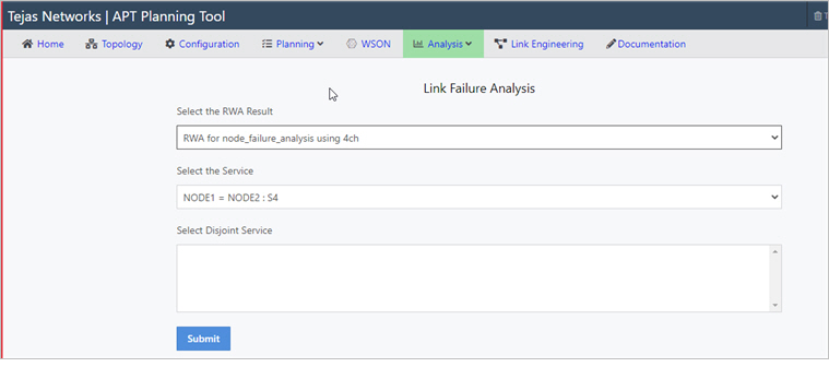 Service selection for link failure analysis