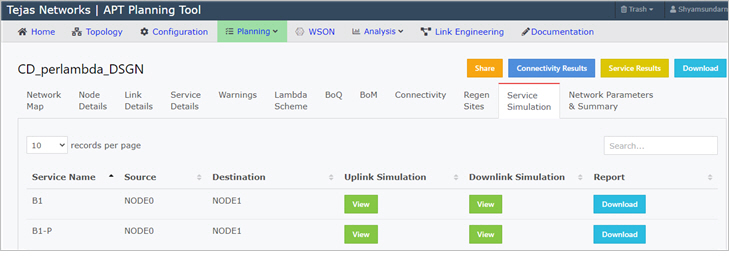 Network Design-Service simulation