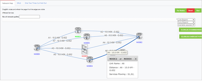 Page showing link details in network map